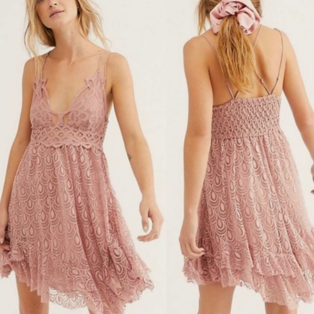 Free People Adella Burnout Velvet Slip Dress in Rose Size Medium